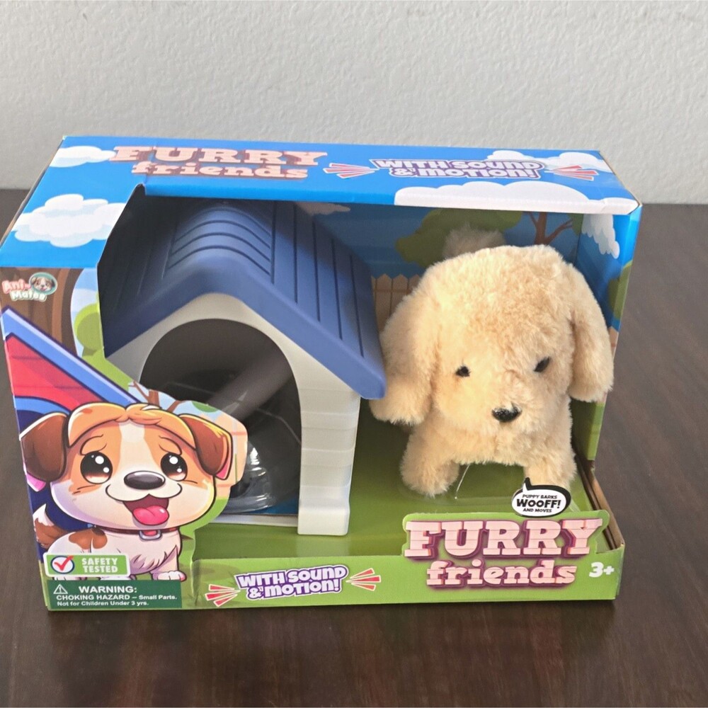 Ani Mates Furry Friends Sound & Motion Interactive Plush Puppy with Doghouse 4-7